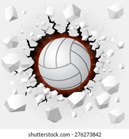 Volleyball and with wall damage