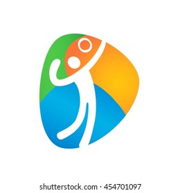 Volleyball Web button isolated on white background. Athlete Sport Game Logo Competition Icon. Rio 2016 Olympic games in Brazil. summer Sport games symbols. vector illustration