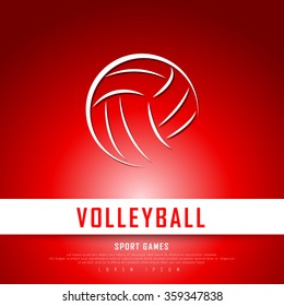 Volleyball White Red Freehand Sketch Graphic Design Vector Illustration EPS10
