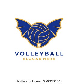 volleyball with wings logo design. Volleyball with bat wings logo vector