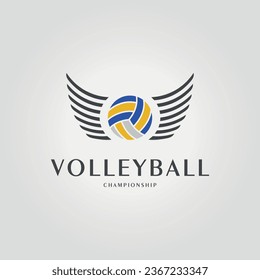 voleibol con el logo de las alas diseño vectorial, ilustración del campeonato de voleibol