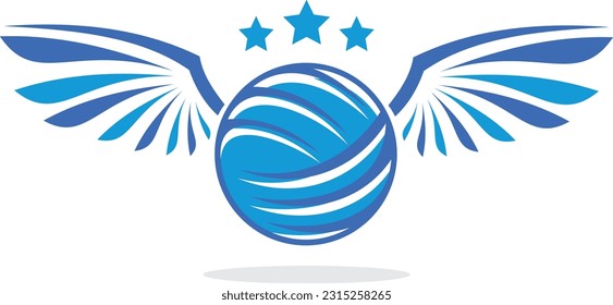 Volleyball and Wings vector illustration.