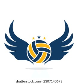 Volleyball and Wings vector illustration. Volleyball with wings logo vector. Flying Volleyball vector design.