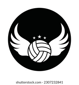 Volleyball and Wings vector illustration. Volleyball with wings logo vector. Flying Volleyball vector design.