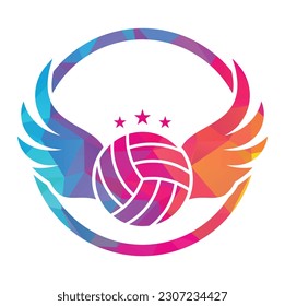 Volleyball and Wings vector illustration. Volleyball with wings logo vector. Flying Volleyball vector design.