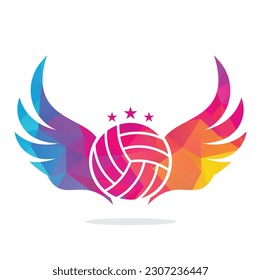 Volleyball and Wings vector illustration. Volleyball with wings logo vector. Flying Volleyball vector design.