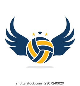 Volleyball and Wings vector illustration. Volleyball with wings logo vector. Flying Volleyball vector design.