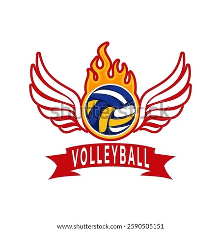 Volleyball and Wings vector illustration. Volleyball with wings logo vector. Flying Volleyball vector design.