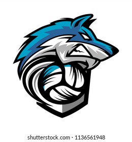 Volleyball Wolf Team Logo