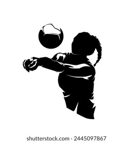 Volleyball woman logo, isolated vector silhouette, female volleyball player