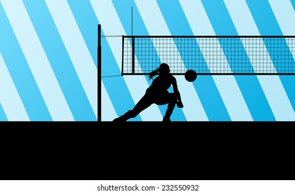 Volleyball woman player vector background concept