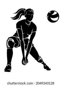 Volleyball Women's Team Sport, Front View Illustration