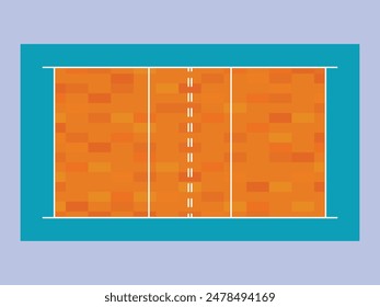 Volleyball wooden court field vector icon. Volleyball court illustration. Wooden Volleyball court floor game