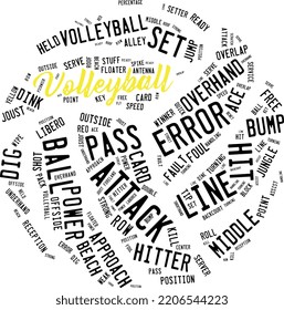 Volleyball Word Cloud Clipart - Vector Illustration