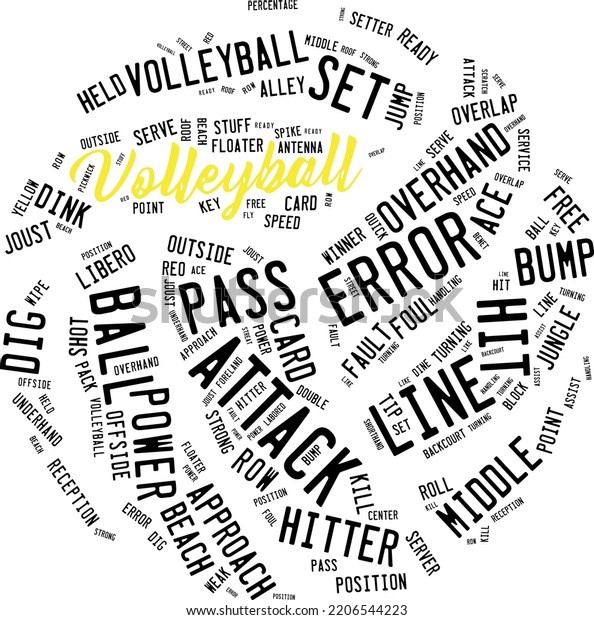 Volleyball Word Cloud Clipart Vector Illustration Stock Vector (Royalty