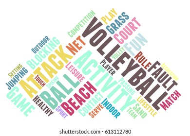 volleyball word cloud typography