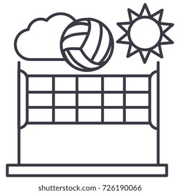 volleyball,summer sport vector line icon, sign, illustration on background, editable strokes