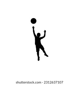 volly ball playing kids Silhouette isolated in white background