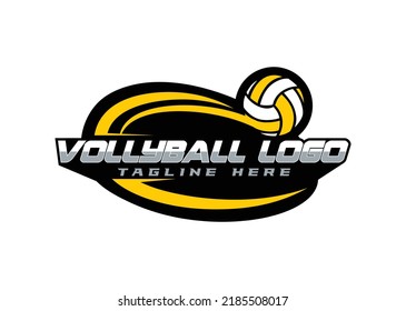 Vollyball sport logo design in Black background