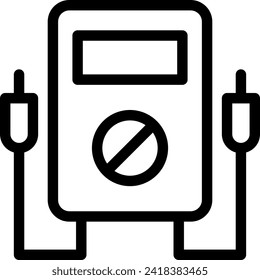 Volmeter-Ingenieursymbol mit schwarzem Rahmenstil. Elektro-, Voltmeter-, Technologie-, Elektronik-, Spannungs-, Elektrizitäts- und Elektrotechnik. Vektorgrafik