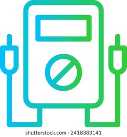 Volmeter engineering icon with blue and green gradient outline style. electric, voltmeter, technology, electronic, voltage, electricity, electrical. Vector Illustration