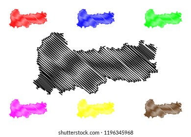 Vologda Oblast (Russia, Subjects of the Russian Federation, Oblasts of Russia) map vector illustration, scribble sketch Vologda Oblast map