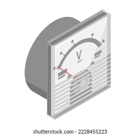 volt gauge meter electronic element isometric isolated wite background