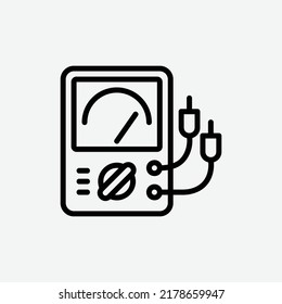  Volt Meter Icon, Isolated Mechanic Outline Icon In Light Grey Background, Perfect For Website, Blog, Logo, Graphic Design, Social Media, UI, Mobile App