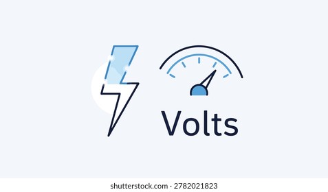 Volt meter icon with lightning bolt