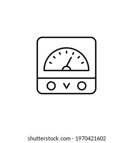 Volt Meter Icon Vector Illustration. Line Style Simple Icon Design. Isolated On White Background