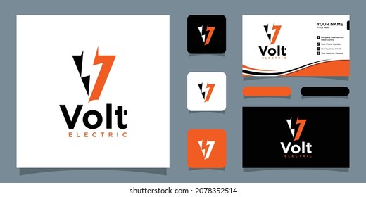 Volt Power Logo Design With Business Card Design