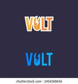 Volt typography logo design with thunder element in 2 color option