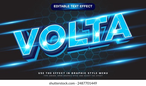 Plantilla de efectos de texto editable Volta 3D con patrón de trueno