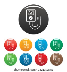 Voltage device tool icons set 9 color vector isolated on white for any design