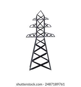 voltage electric pylon cartoon. pole industry, line grid, cable distribution voltage electric pylon sign. isolated symbol vector illustration