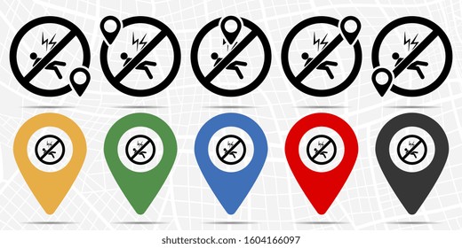 Voltage, electric shock icon in location set. Simple glyph, flat illustration element of universal theme icons