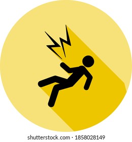 Spannung, Elektroschock-Symbol im langen Schattenstil