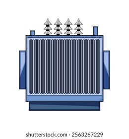 voltage electrical transformer cartoon. current power, efficiency winding, insulation phase voltage electrical transformer sign. isolated symbol vector illustration