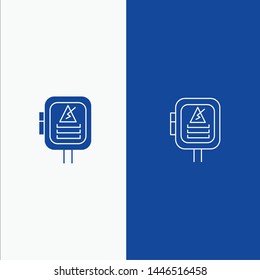 Voltage, Energy, Power, Transformer Line and Glyph Solid icon Blue banner Line and Glyph Solid icon Blue banner
