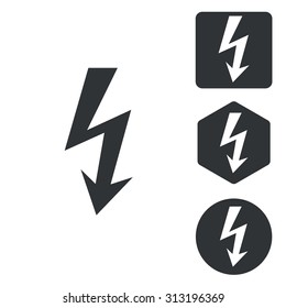 Voltage icon set, monochrome, isolated on white