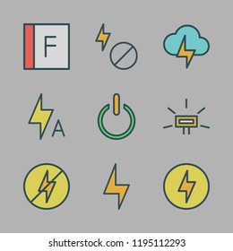 voltage icon set. vector set about power, light bolt and flash icons set.