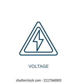 voltage icon. Thin linear voltage outline icon isolated on white background. Line vector voltage sign, symbol for web and mobile
