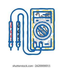 Vector de dibujo de icono de doodle electrónico de medición de voltaje. señal electrónica de medición de voltaje. ilustración de símbolo aislado