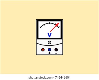 Voltage meter. Icon symbol isolated on white background. Vector illustration.
