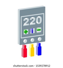 Voltage relay icon.Isometric and 3D view.