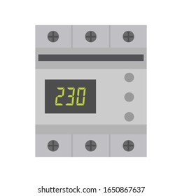 Voltage relay. Two-pole surge protector, protective device, spike suppressor. Vector illustration in flat style isolated on white background