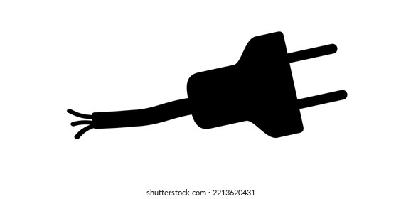 Voltage, short circuit pictogram Cartoon electric plug. socket, electricity, power logo or symbol. Power plugs and cable. Socket plug adapter. Wire, cable of energy icon. broken power wire