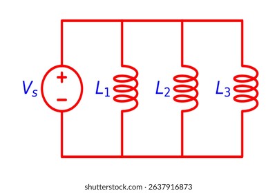 Voltage source with parallel Inductors Circuit Diagram Electronics illustration for various educational projects 