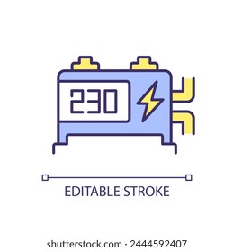 Voltage stabilizer RGB color icon. Uninterruptible power supplies. Energy sustainability, accumulator capacity. Isolated vector illustration. Simple filled line drawing. Editable stroke