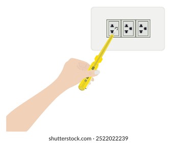 Voltage tester screwdriver on white background.